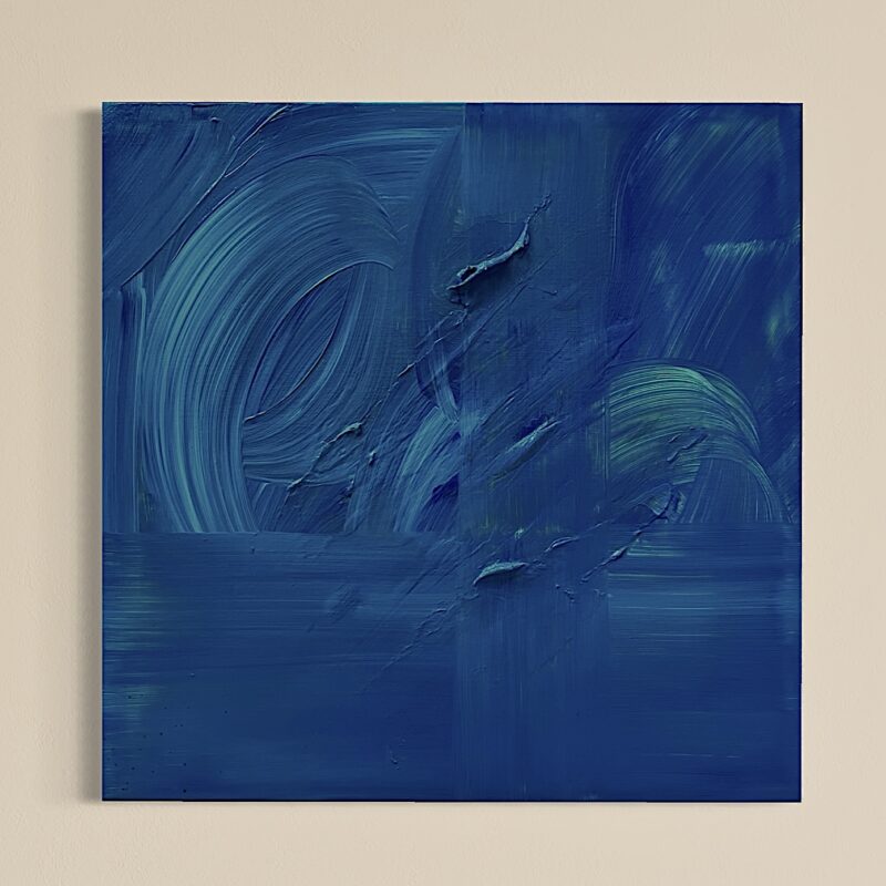 “A Calm Cerulean and Yellow Wave” 60 x 60 cm